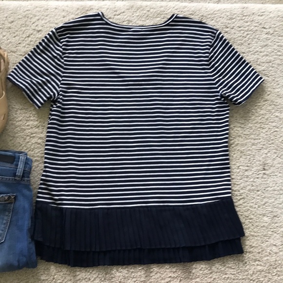 J. Crew Pleated Chiffon Hem Striped Top - Picture 5 of 6